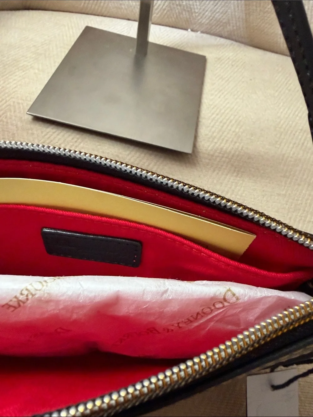 Dooney & Bourke Black Shoulder Wristlet with Contrast Stitching